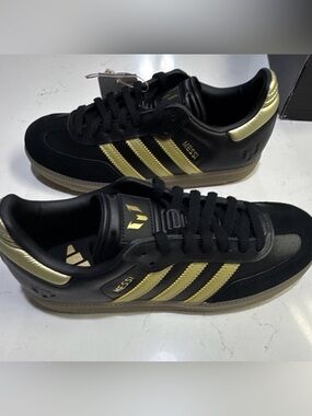 Adidas Samba Messi Black Gold Gum Youth 6 / Women 7.5 Unisex